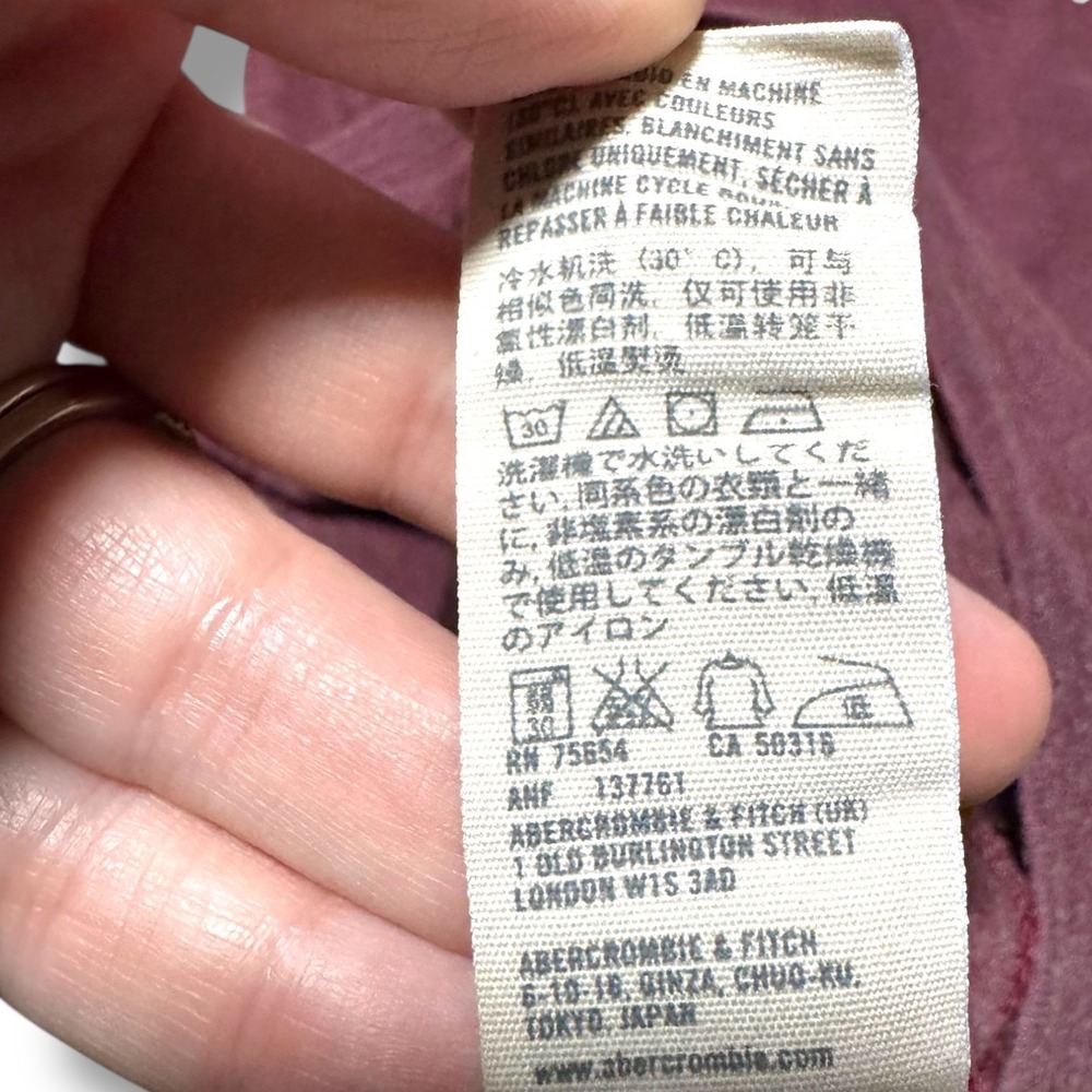 Abercrombie & Fitch Vintage 2000 3/4 Sleeve Shirt Burgundy Y2K Moose Logo Medium - Picture 7 of 7